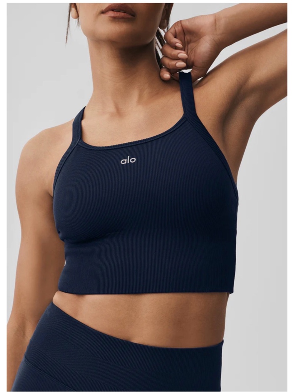 Alo- Seamless Ribbed Favorite Bra Tank - Navy